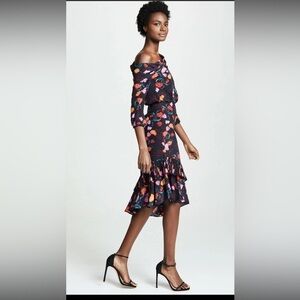 Saloni Silk Lexie Off the Shoulder Dress Black Azalea